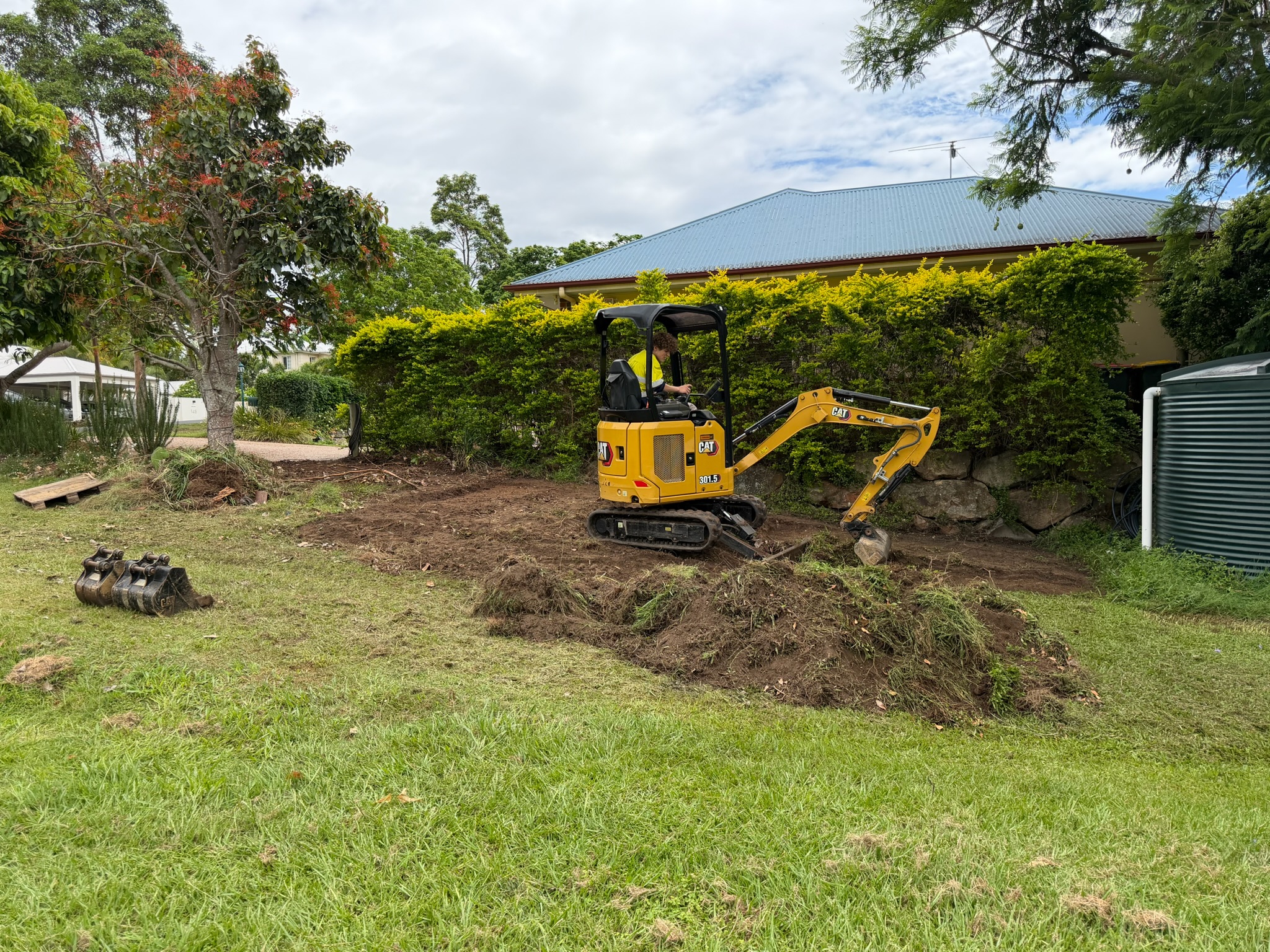 Residential landscaping excavation